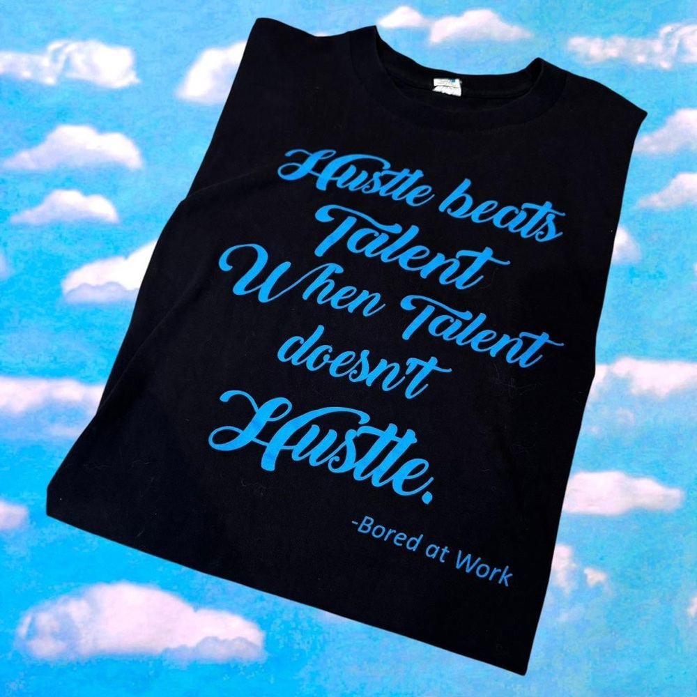 Black Sleeveless Shirt with Blue Text